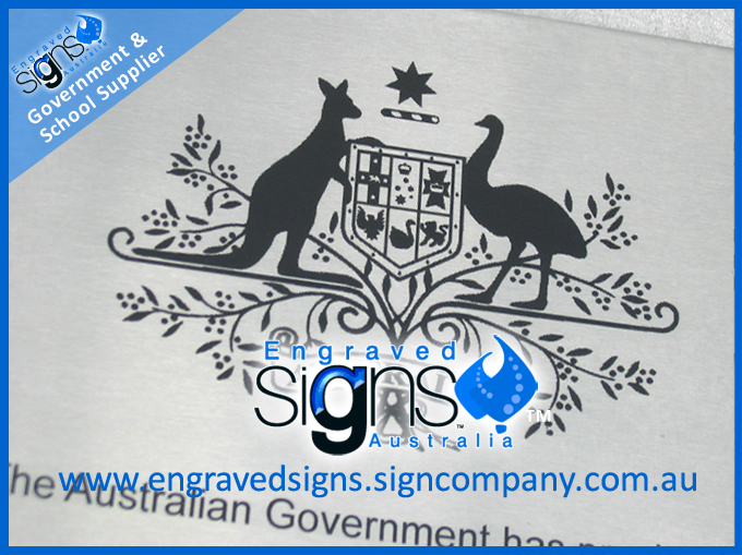 Kangaroo Emu Australian Government, we supply engraved signs for schools, hospitals, parks, gardens and all manner of Government Departments nationally. Australian Made Signs