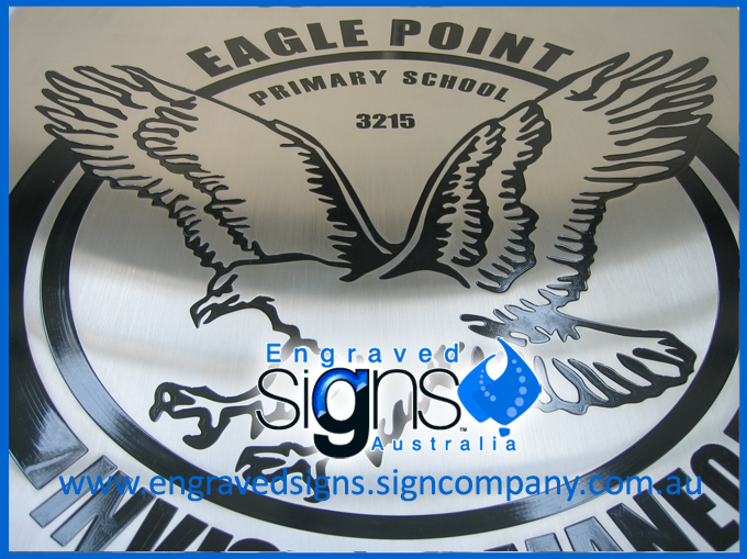 Engraved Eagle on Metal Sign. Manufactured for Eagle Point Primary School